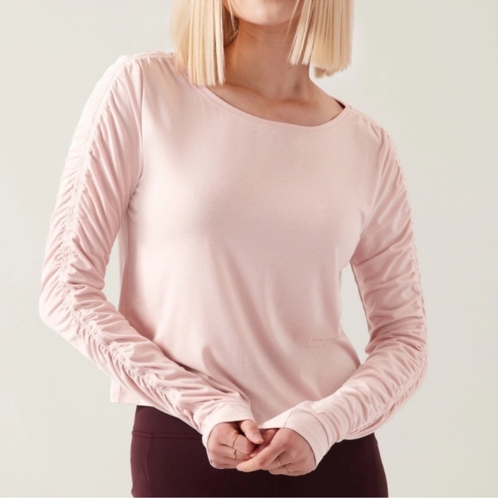 Athleta Light Pink Cinched Long Sleeve Top